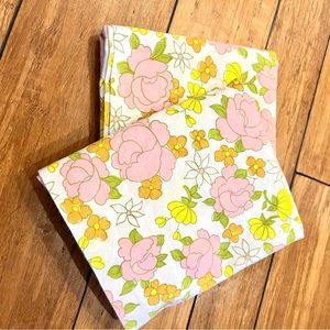 Vintage pillowcases slips Monticello pink yellow green flower retro cottage core
